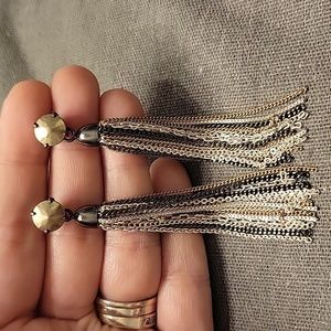 Stella & Dot Mixed Metal Fringe Tassel Earrings